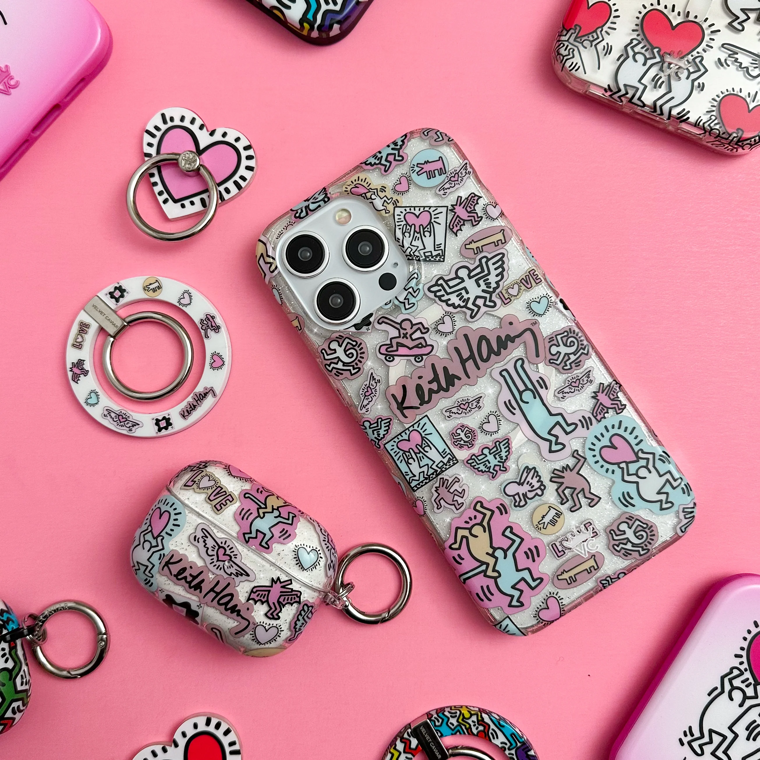 Keith Haring Pastel Glitter AirPod Case - Image 2