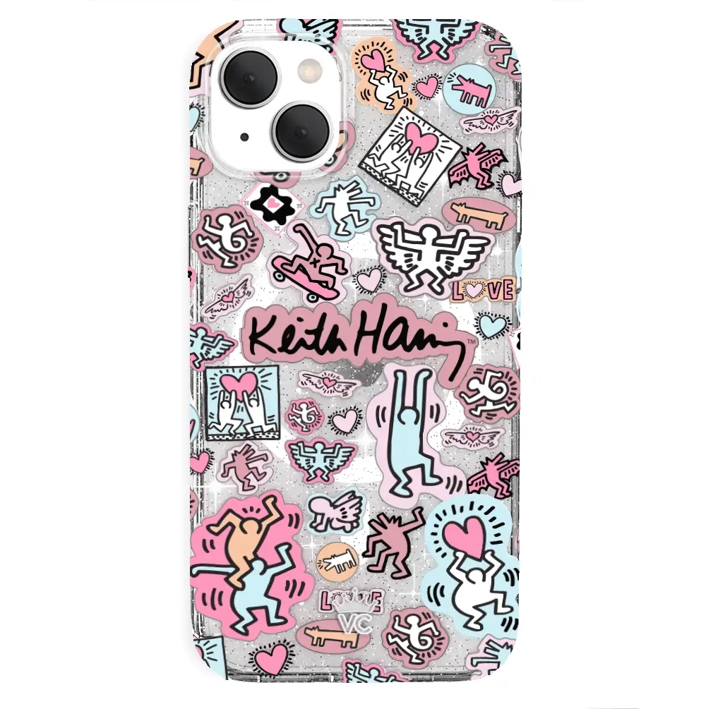 Keith Haring Pastel Glitter iPhone Case - Image 13