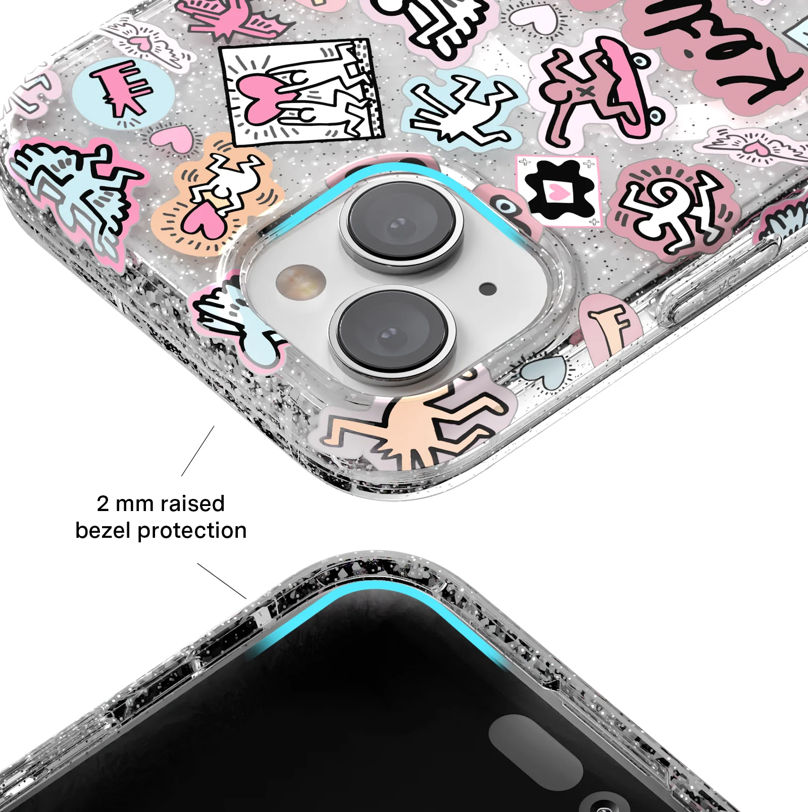Keith Haring Pastel Glitter iPhone Case - Image 27