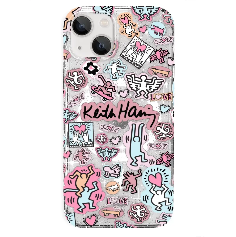 Keith Haring Pastel Glitter iPhone Case - Image 49
