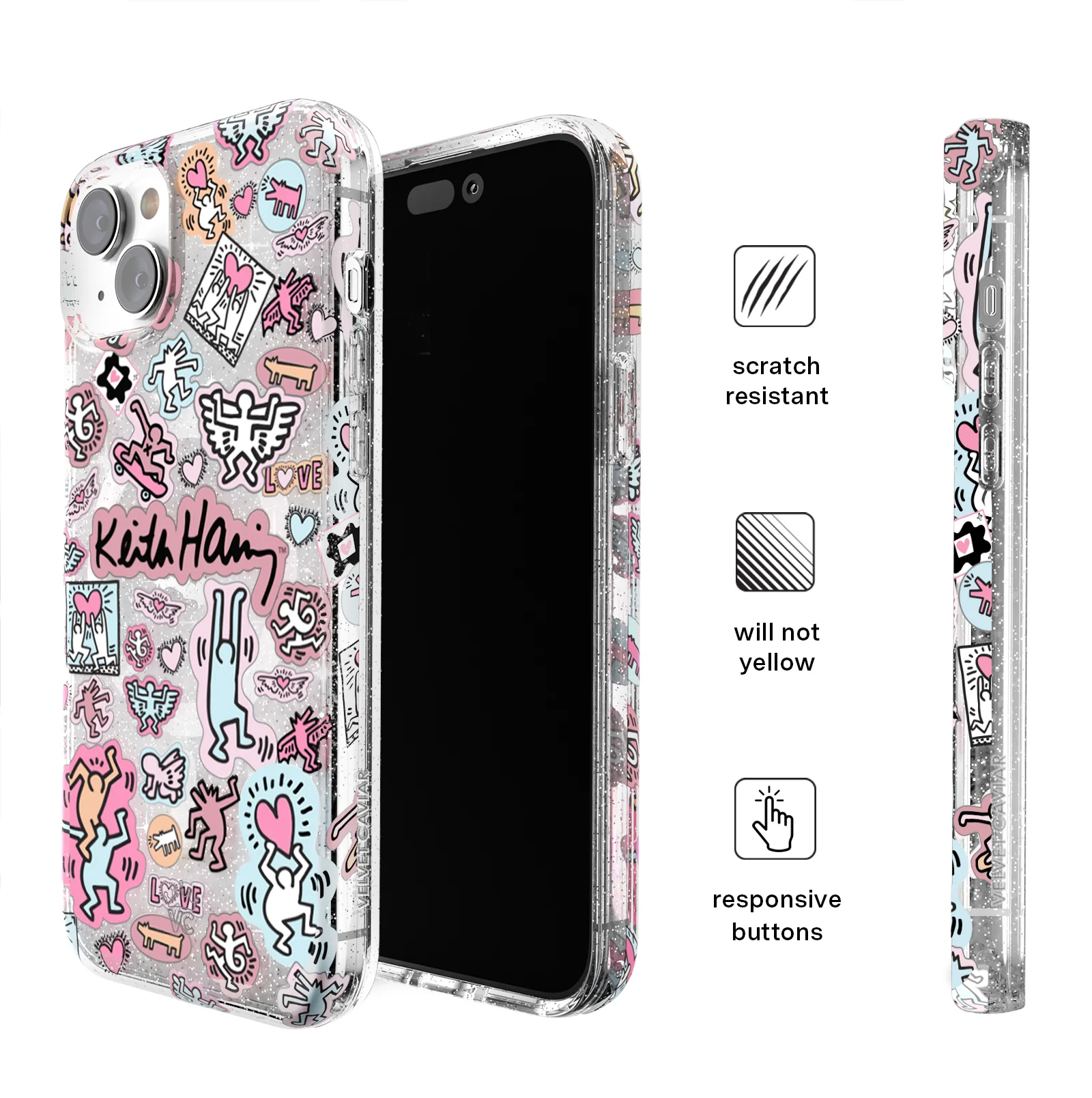 Keith Haring Pastel Glitter iPhone Case - Image 60