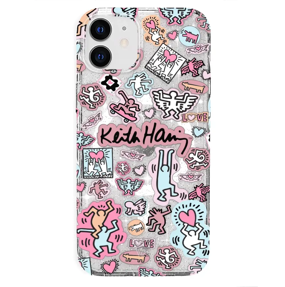 Keith Haring Pastel Glitter iPhone Case - Image 73