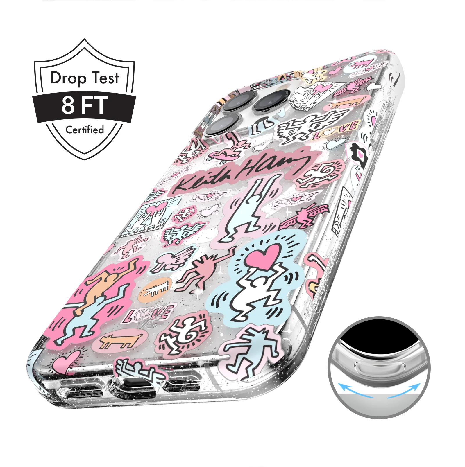 Keith Haring Pastel Glitter iPhone Case - Image 89