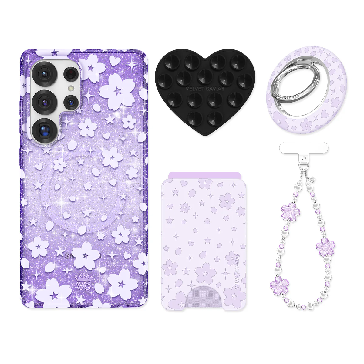 Lavender Cherry Blossom Glitter Samsung Bundle Set - Image 19
