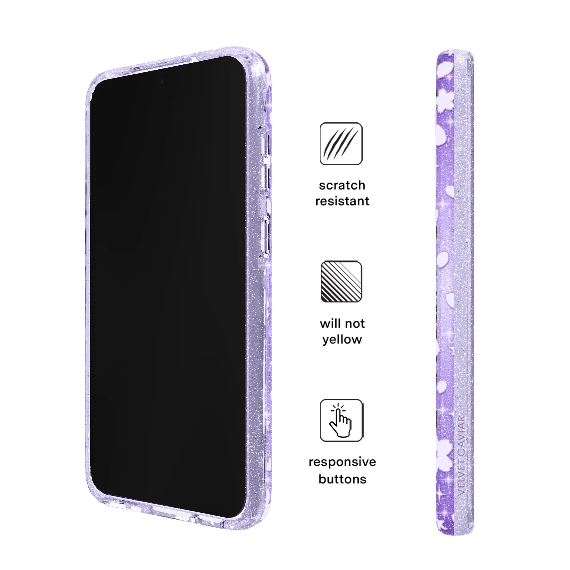 Lavender Cherry Blossom Glitter Samsung Case - Image 45