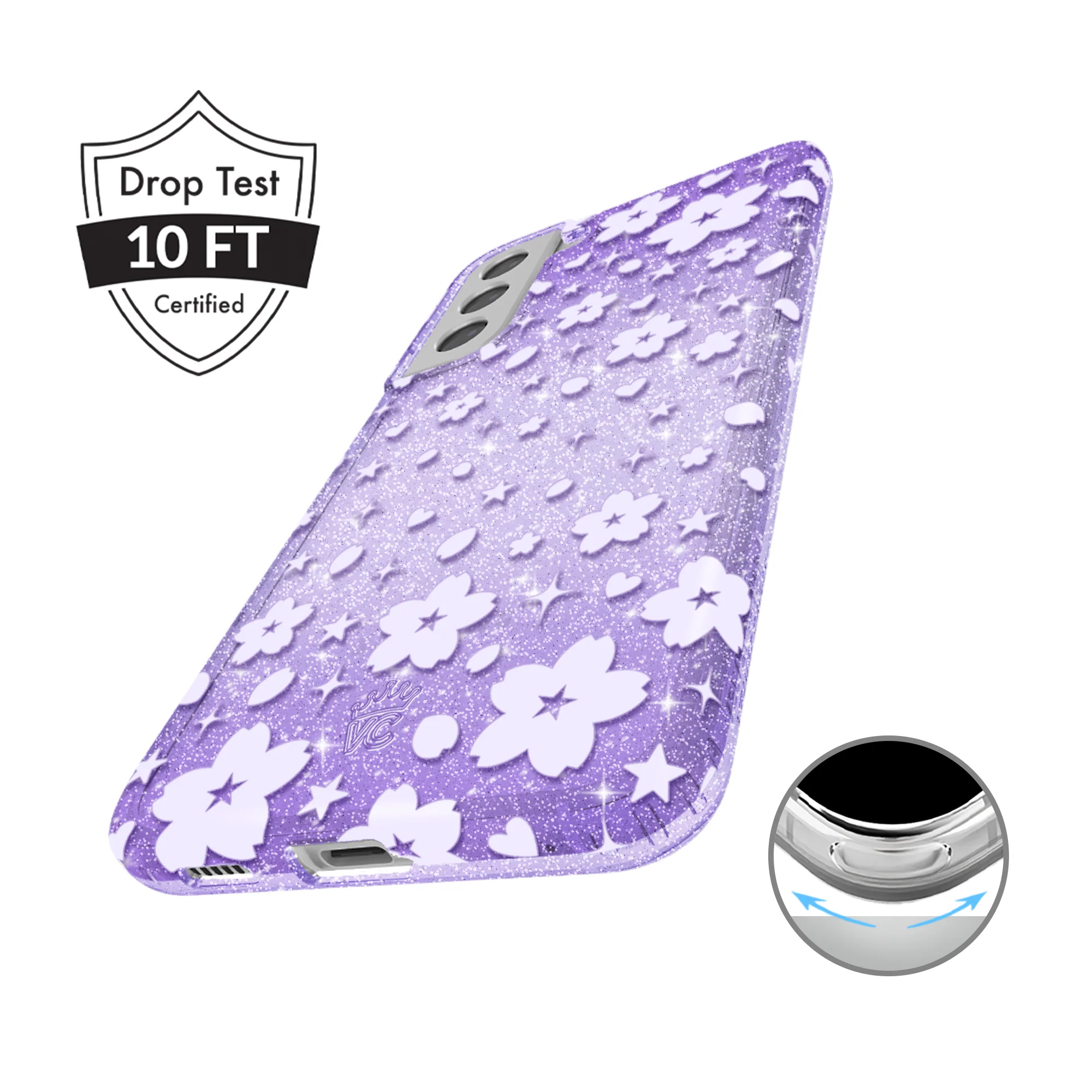 Lavender Cherry Blossom Glitter Samsung Case - Image 54