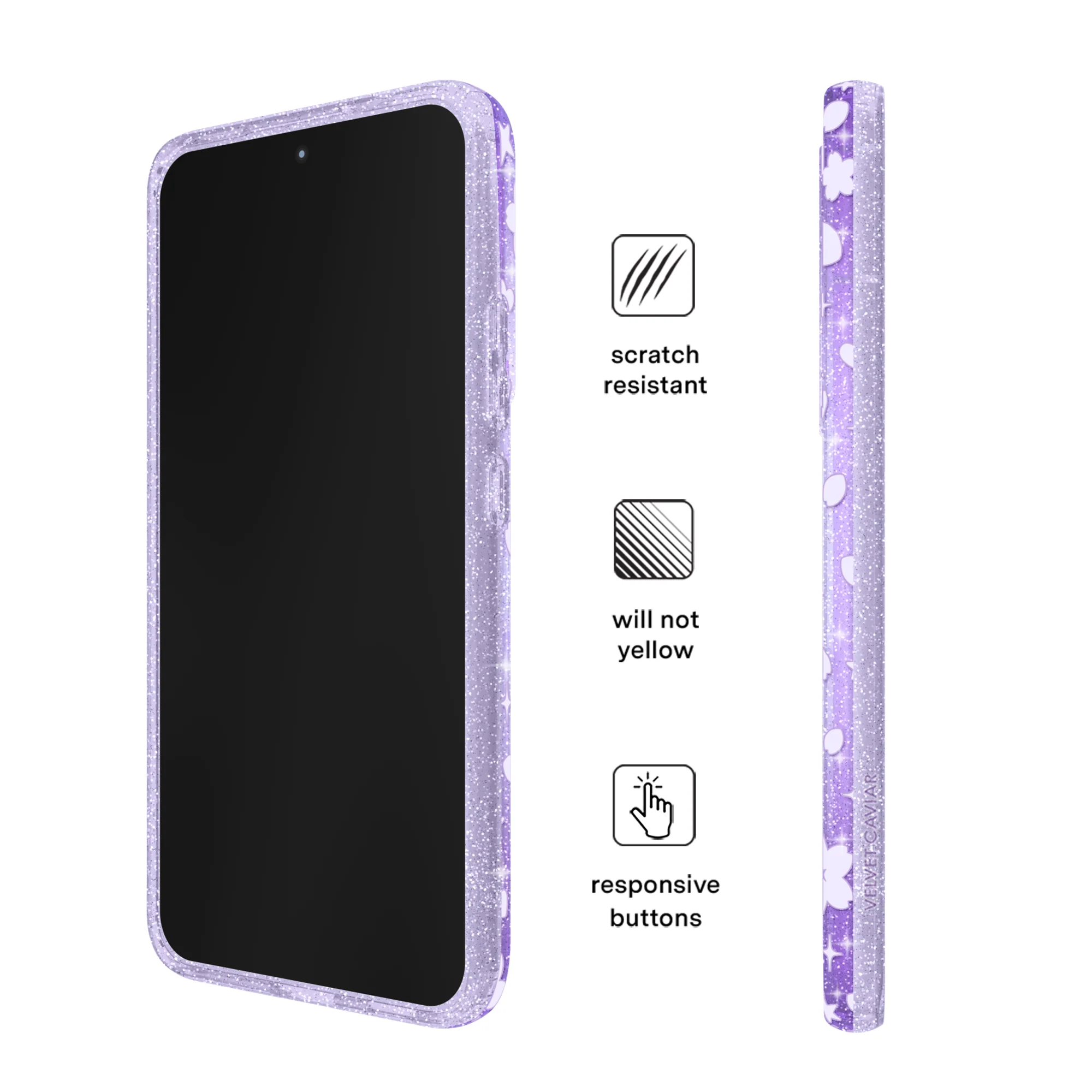 Lavender Cherry Blossom Glitter Samsung Case - Image 55