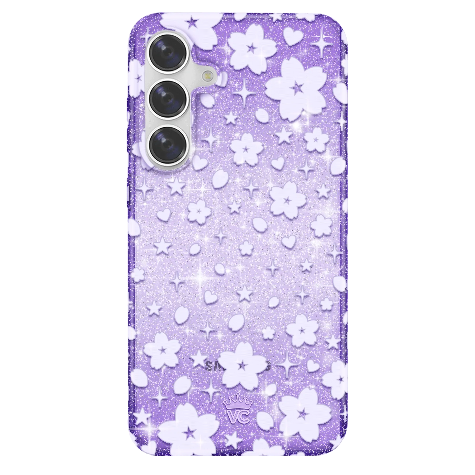 Lavender Cherry Blossom Glitter Samsung Case - Image 66