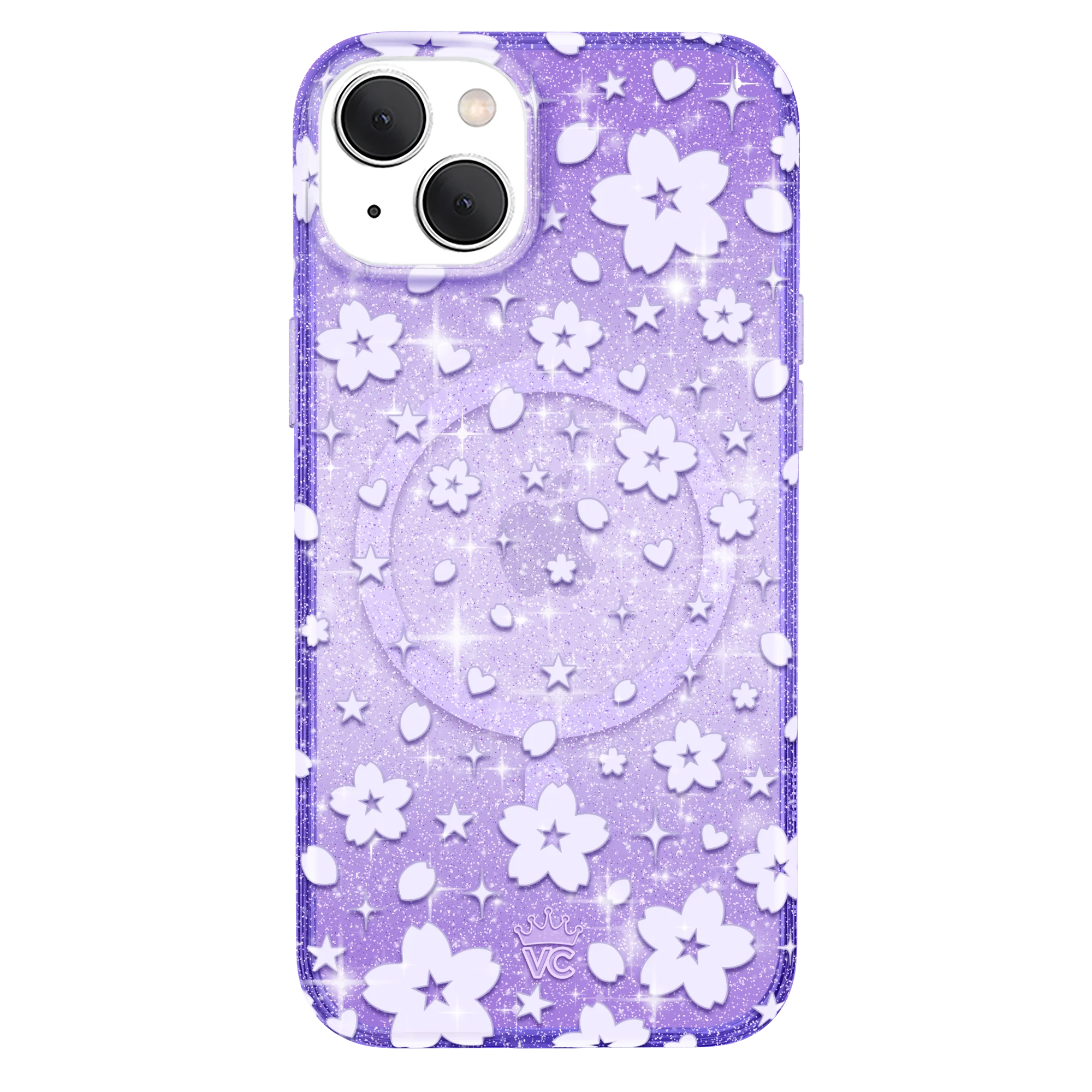 Lavender Cherry Blossom Glitter iPhone Case - Image 36