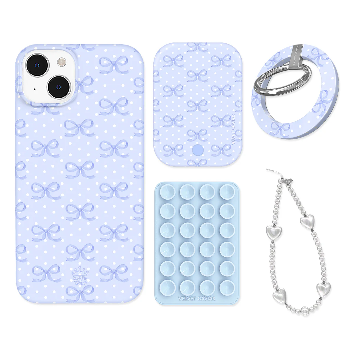 Lovely Blue Bows iPhone Bundle Set - Grip - Image 12