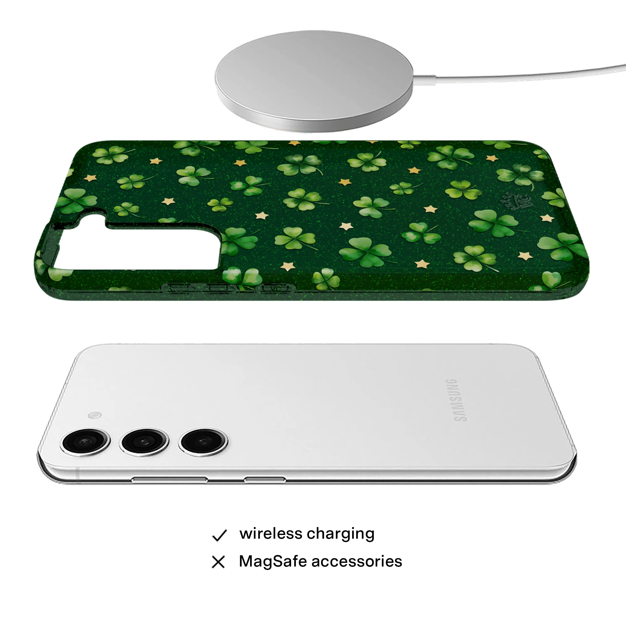 Lucky Clover Glitter Samsung Case - Image 54