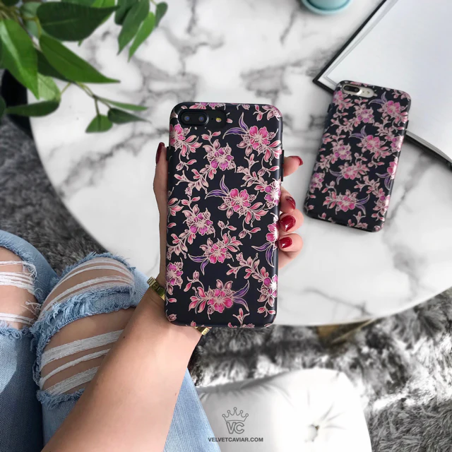 Midnight Floral Rose Gold Chrome iPhone Case - Image 2