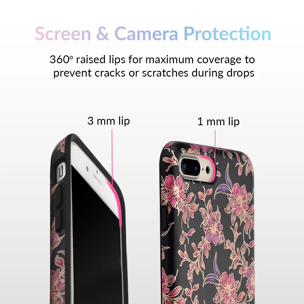 Midnight Floral Rose Gold Chrome iPhone Case - Image 31