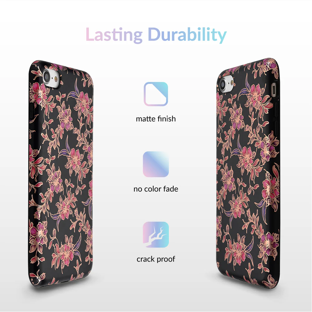 Midnight Floral Rose Gold Chrome iPhone Case - Image 5