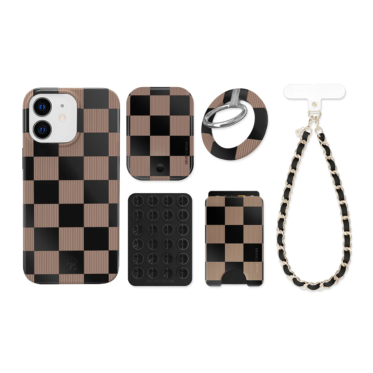 Mocha Vibe Checkered iPhone Bundle Set