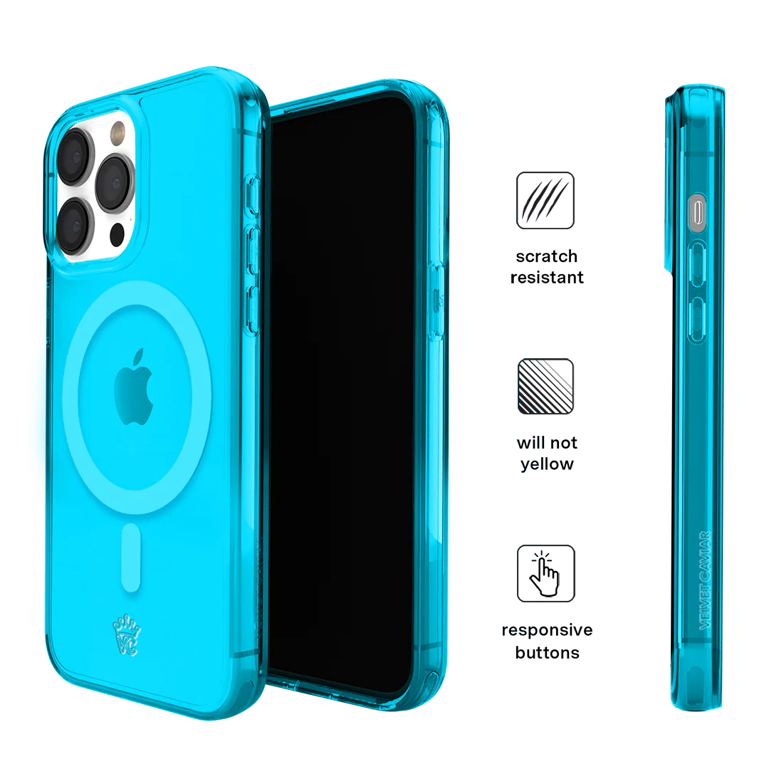 Neon Blue Clear iPhone Case - Image 101