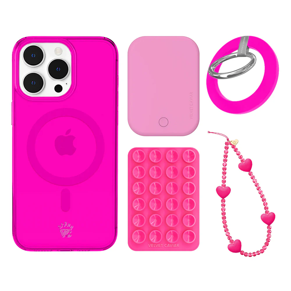 Neon Pink Clear iPhone Bundle Set - Grip - Image 11