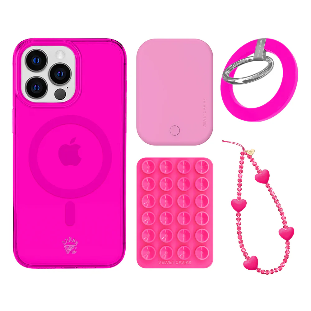Neon Pink Clear iPhone Bundle Set - Grip - Image 14
