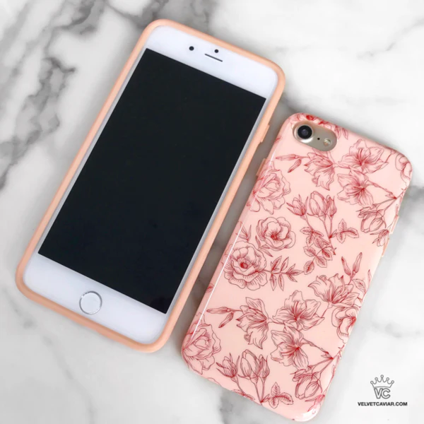 Nude Red Chrome Floral iPhone Case - Image 16