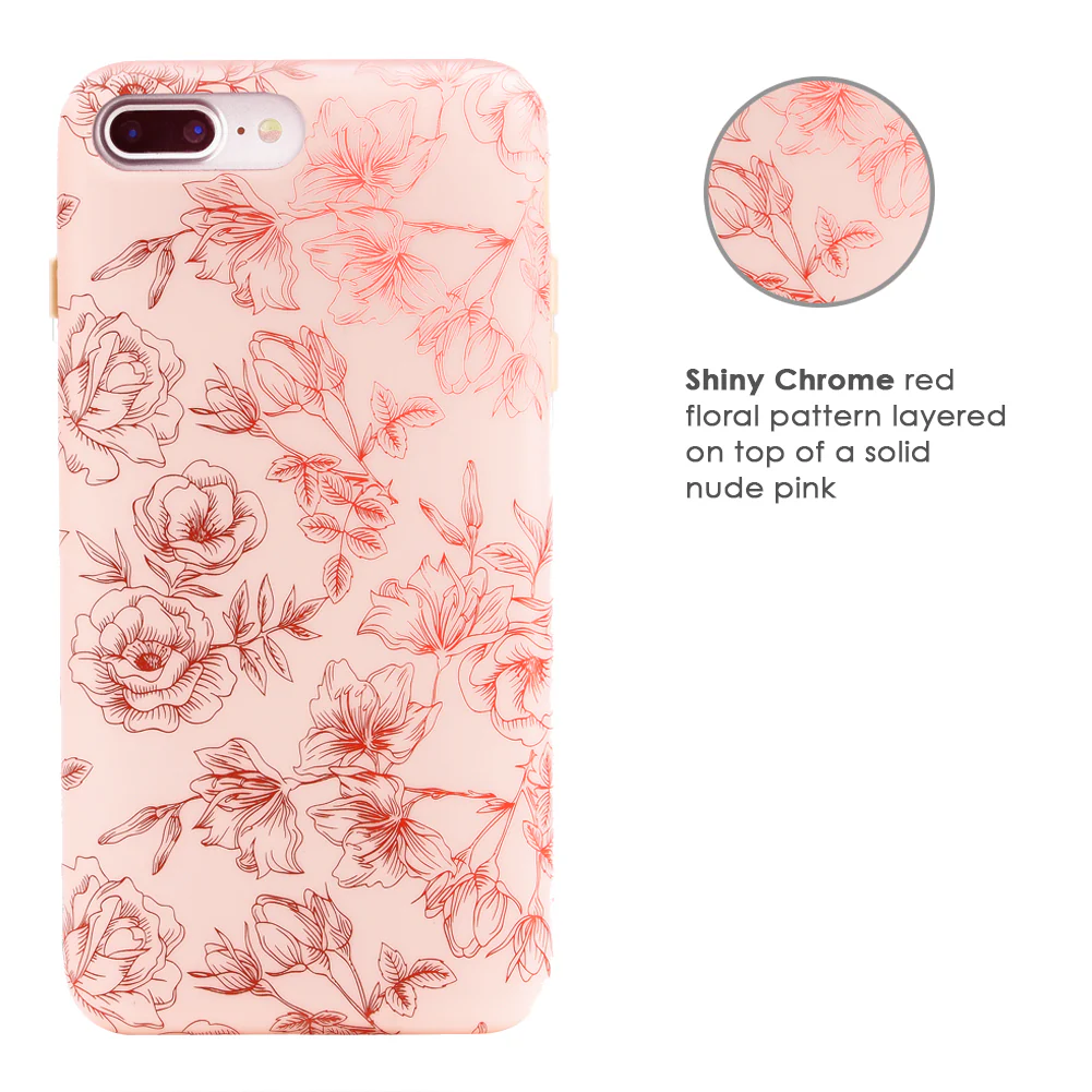 Nude Red Chrome Floral iPhone Case - Image 35