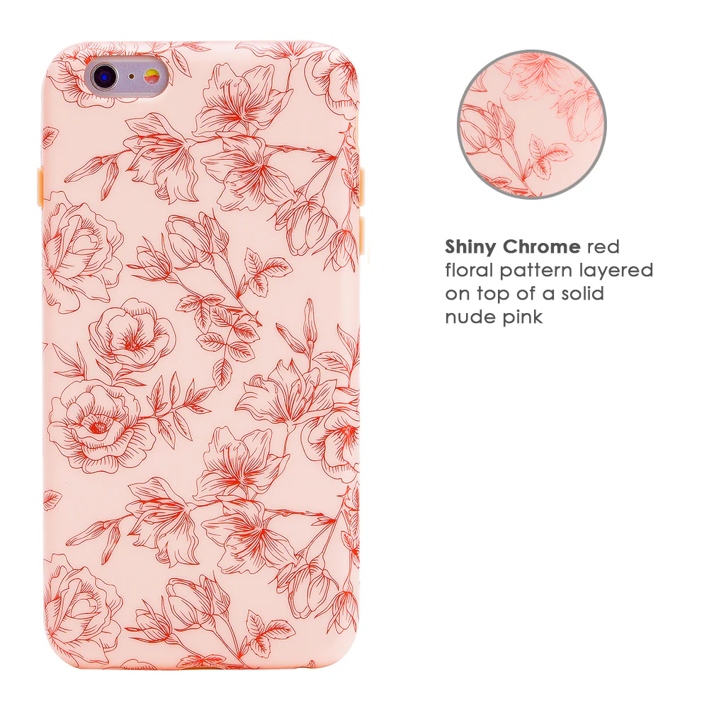 Nude Red Chrome Floral iPhone Case - Image 47