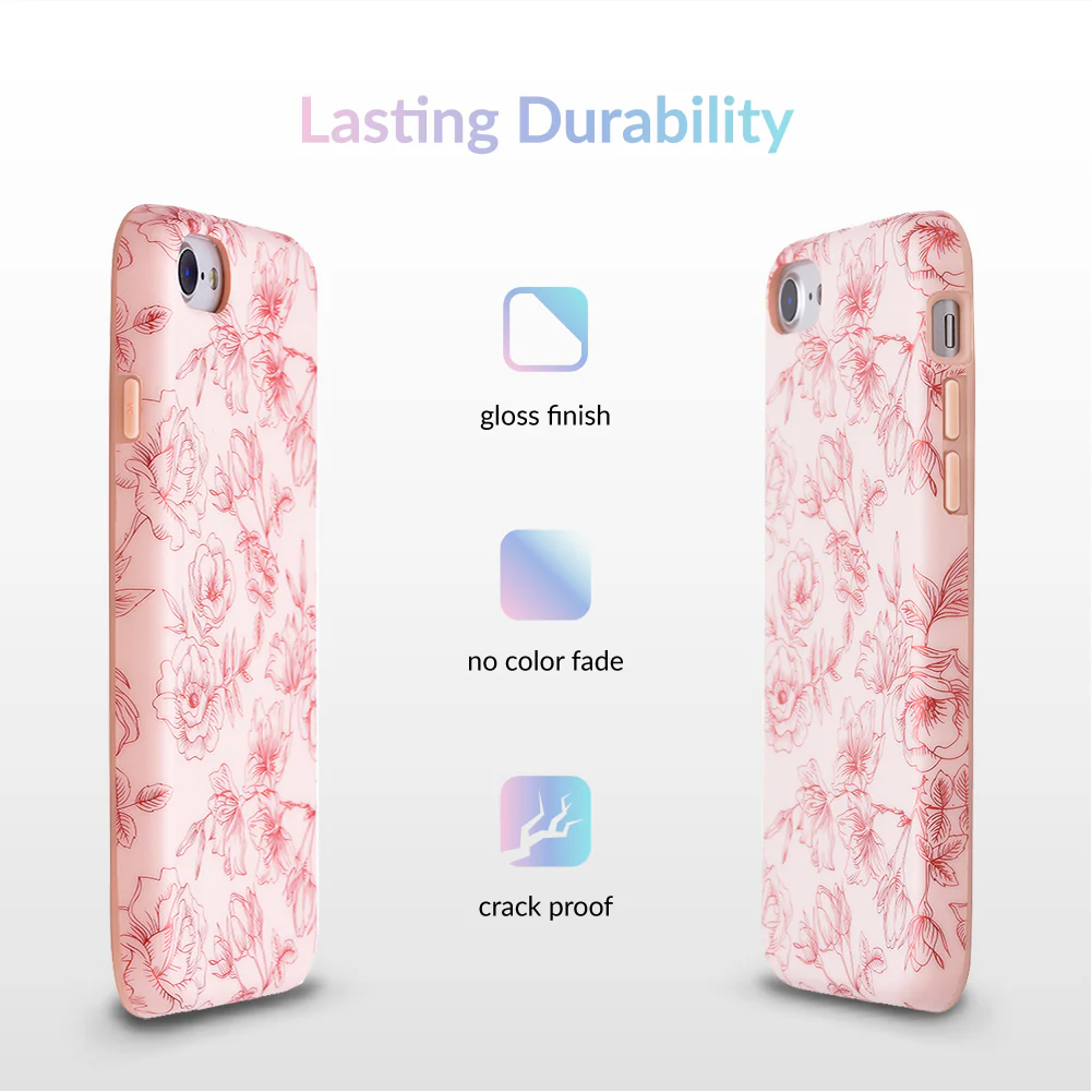 Nude Red Chrome Floral iPhone Case - Image 5