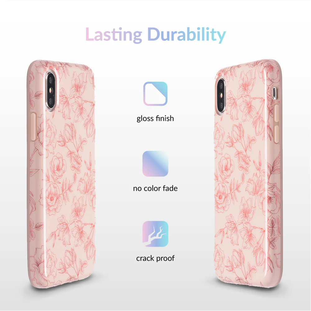 Nude Red Chrome Floral iPhone Case - Image 51