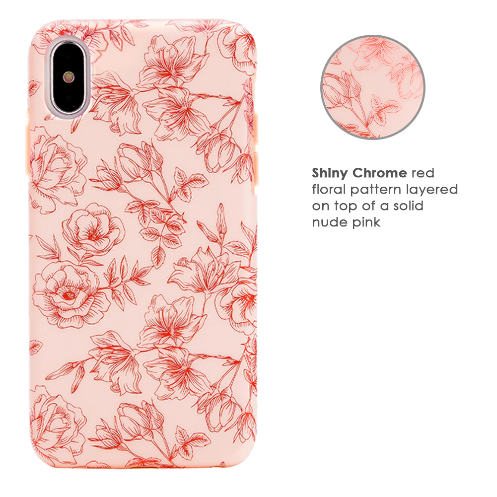 Nude Red Chrome Floral iPhone Case - Image 53