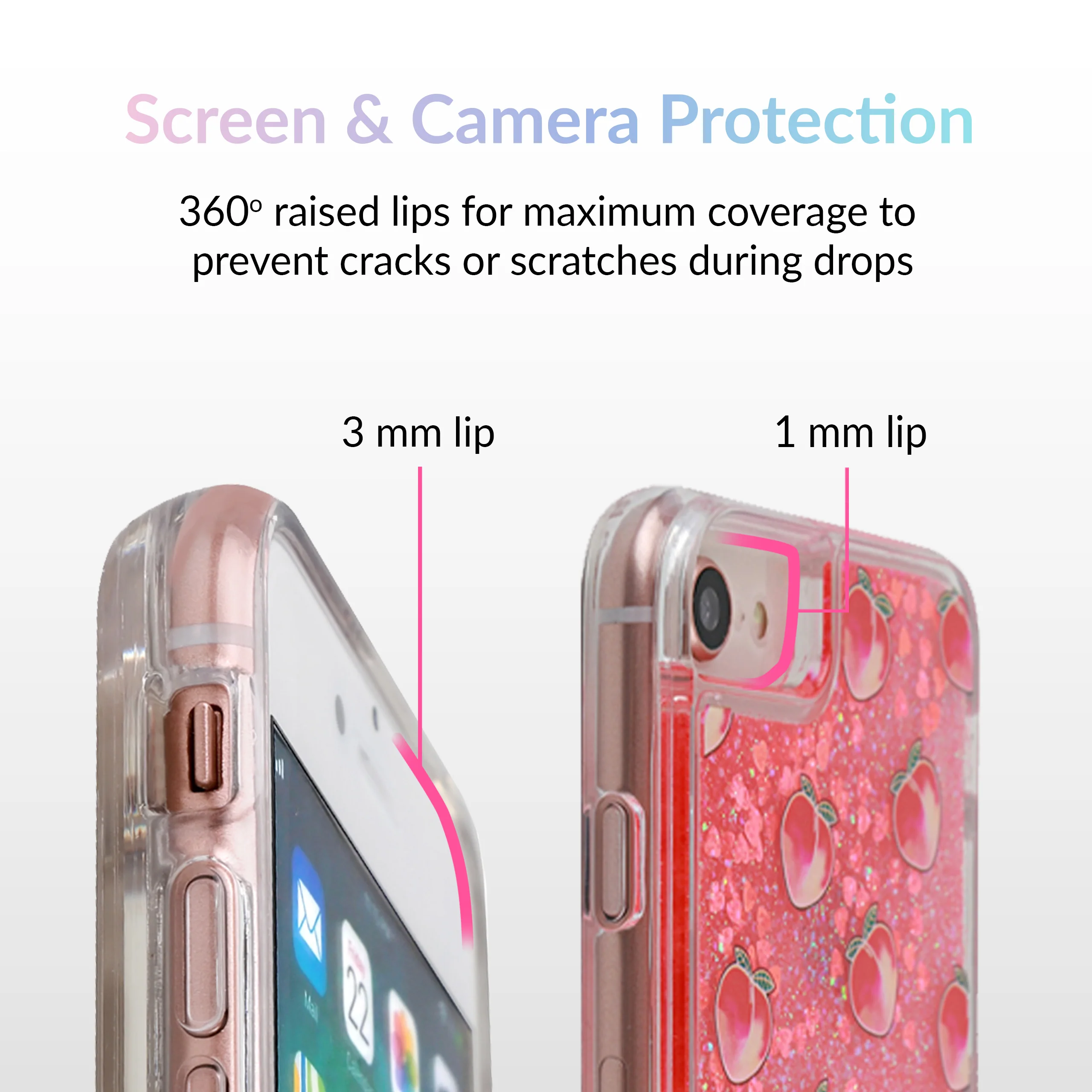 Peach Clear Glitter iPhone Case - Image 12