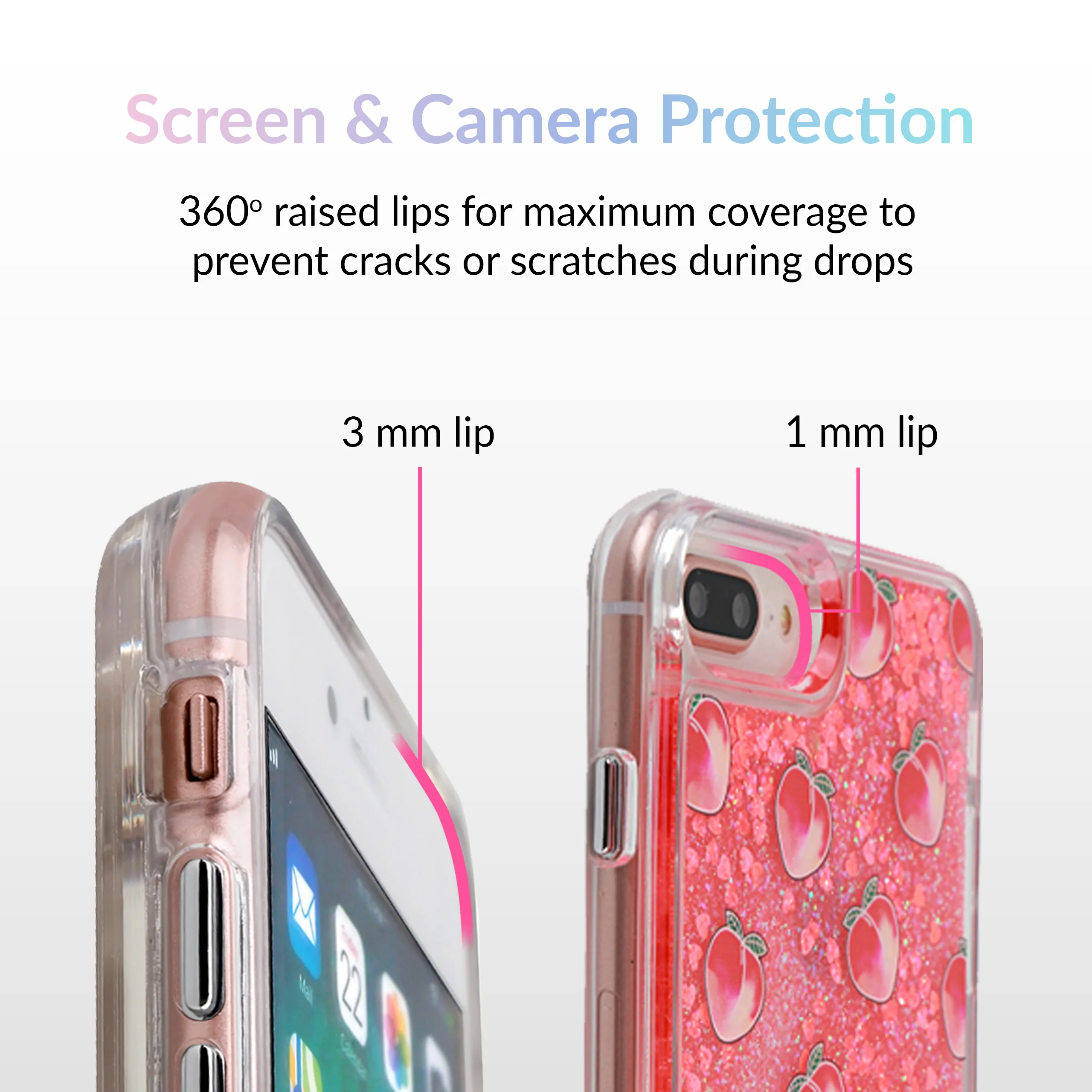 Peach Clear Glitter iPhone Case - Image 21