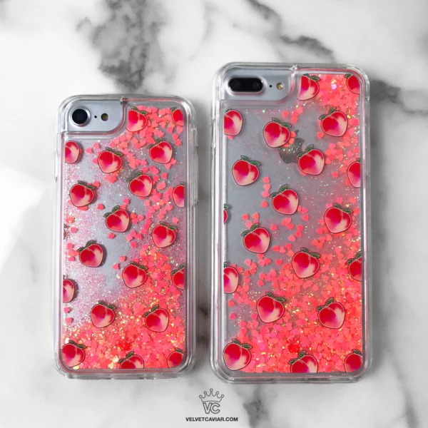 Peach Clear Glitter iPhone Case - Image 47