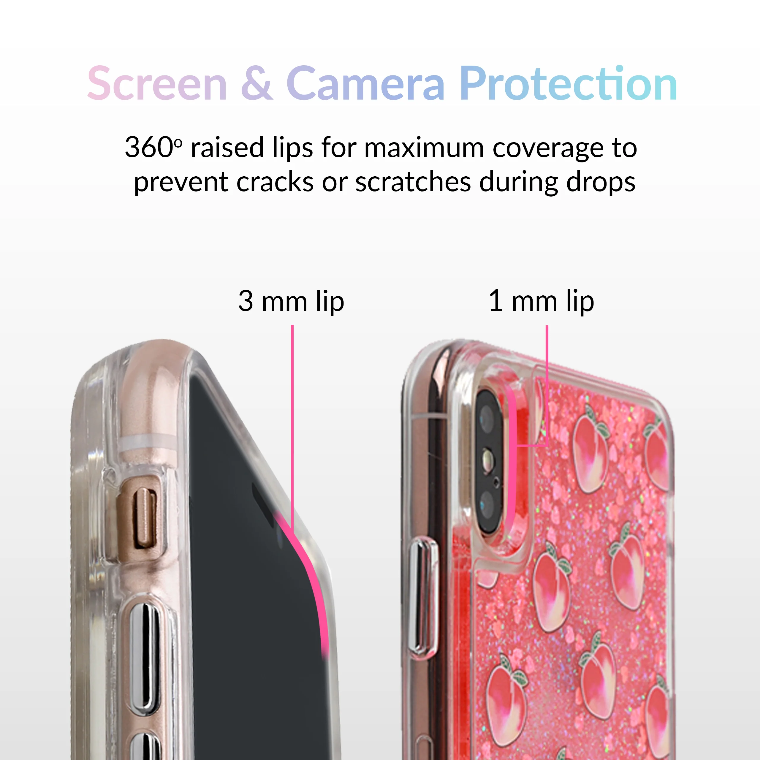 Peach Clear Glitter iPhone Case - Image 66