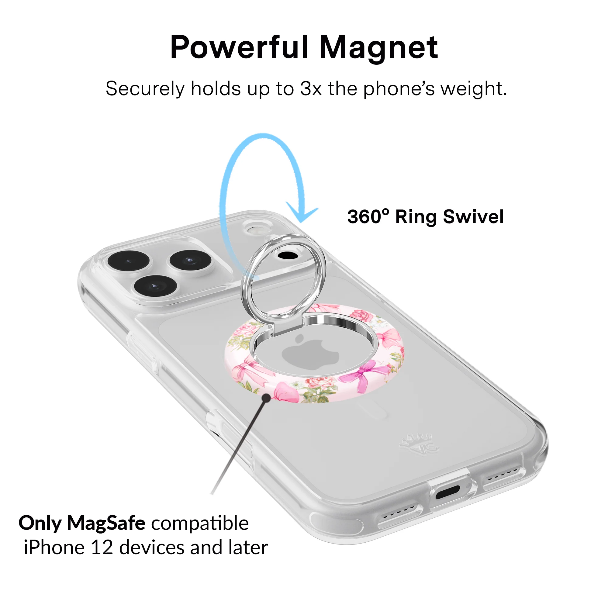Posie Pink Bow MagSafe Grip Ring - Image 2