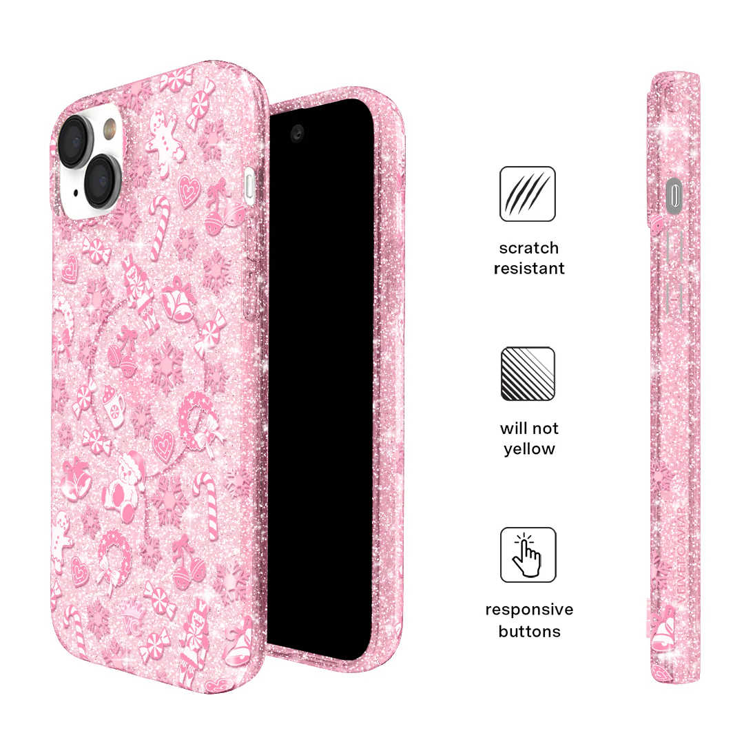 Pink Christmas Glitter iPhone Case - Image 55