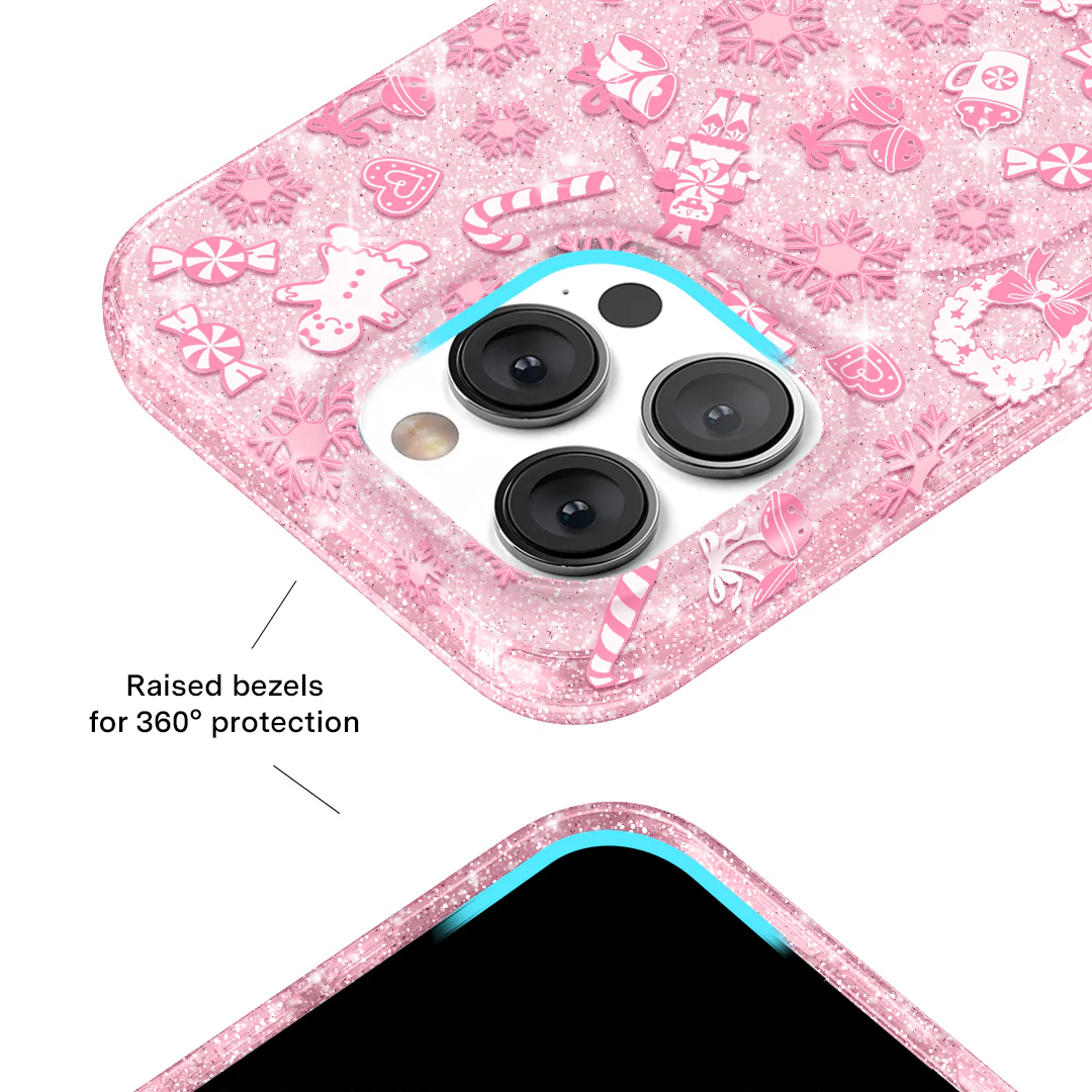 Pink Christmas Glitter iPhone Case - Image 68