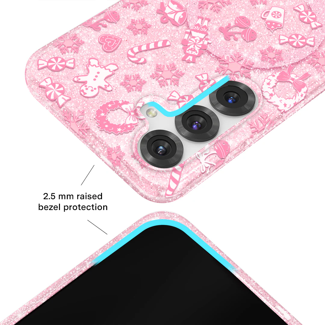 Pink Christmas Glitter Samsung Case - Image 13