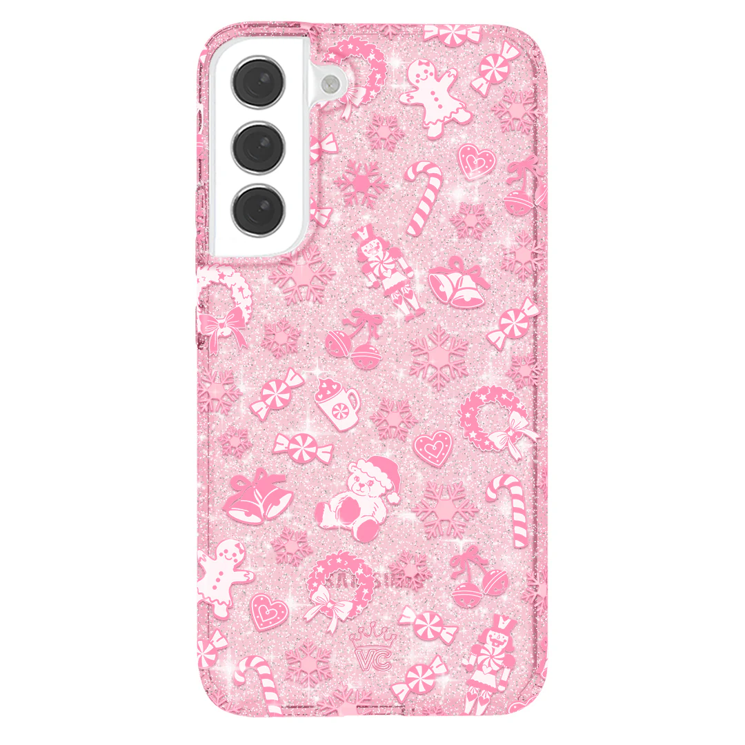 Pink Christmas Glitter Samsung Case - Image 51