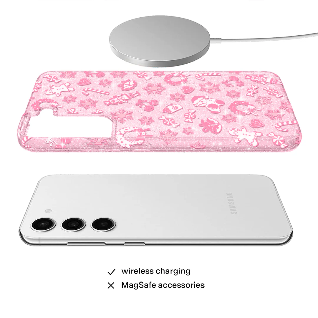 Pink Christmas Glitter Samsung Case - Image 54