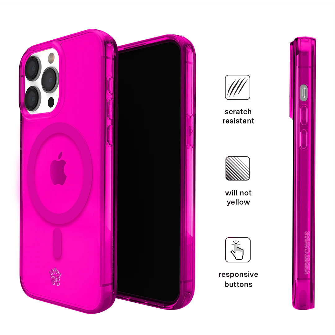 Neon Pink Clear iPhone Case - Image 83