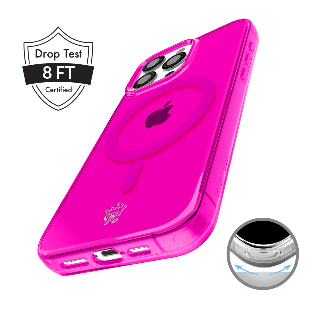Neon Pink Clear iPhone Case - Image 92