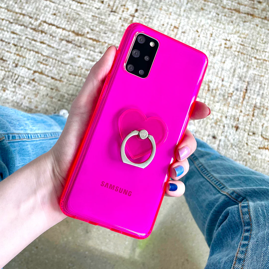 Neon Pink Clear Samsung Case - Image 45