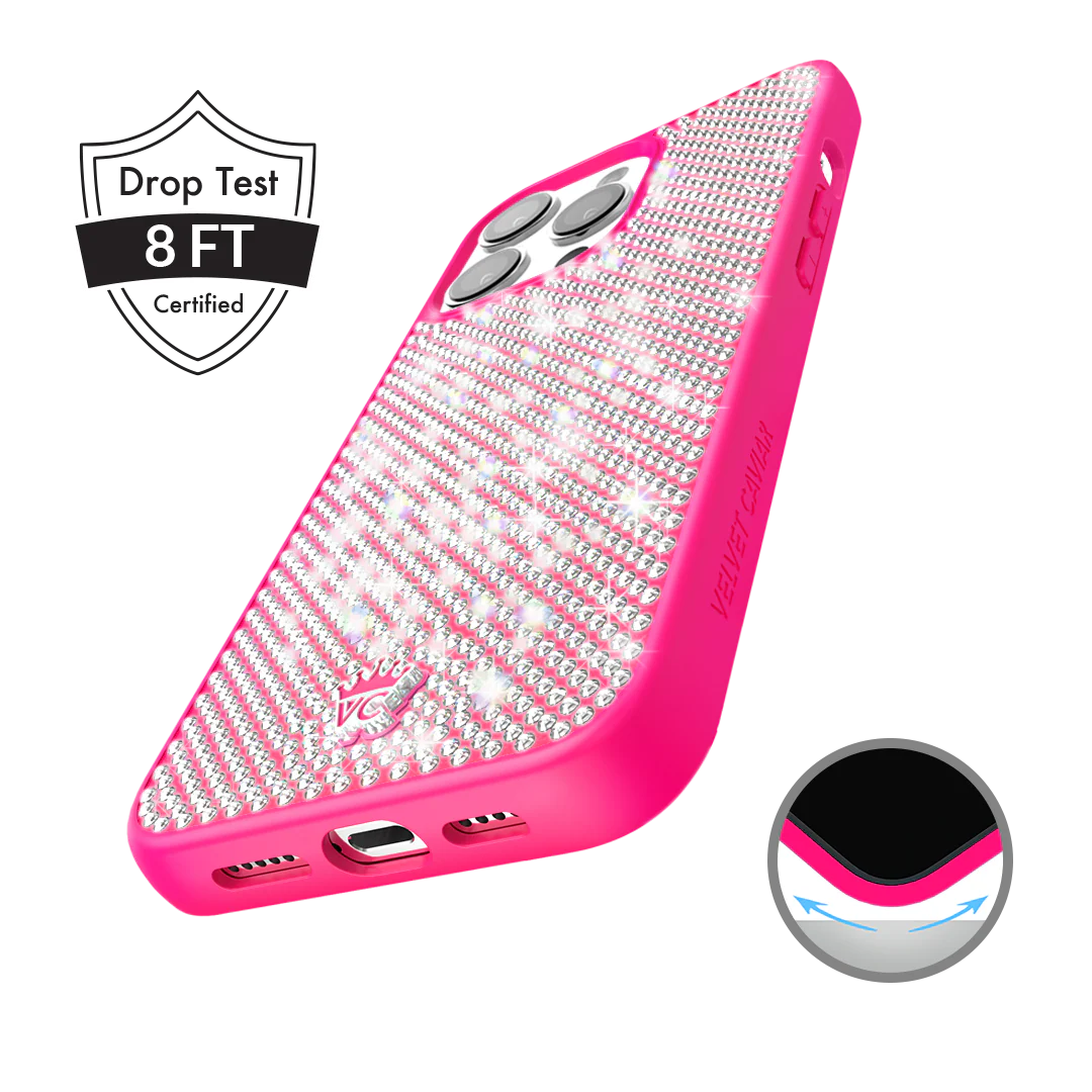 Hot Pink Caviar Crystals iPhone Case - Image 29