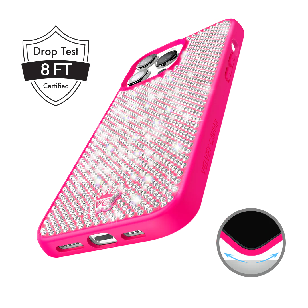 Hot Pink Caviar Crystals iPhone Case - Image 4