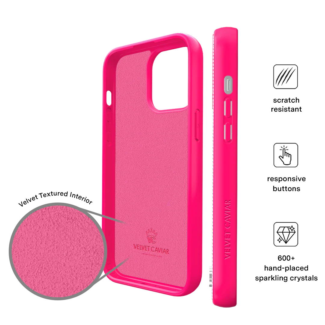 Hot Pink Caviar Crystals iPhone Case - Image 65