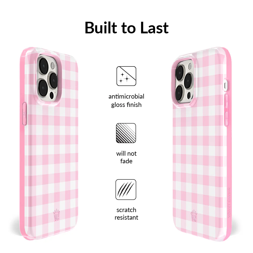 Baby Pink Gingham iPhone Case - Image 65