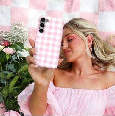 Baby Pink Gingham Samsung Case - Image 32
