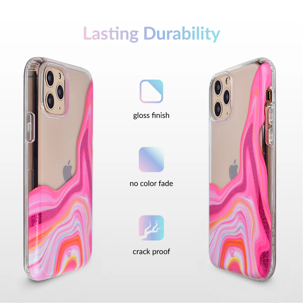 Pink Geode Glitter Clear iPhone Case - Image 42