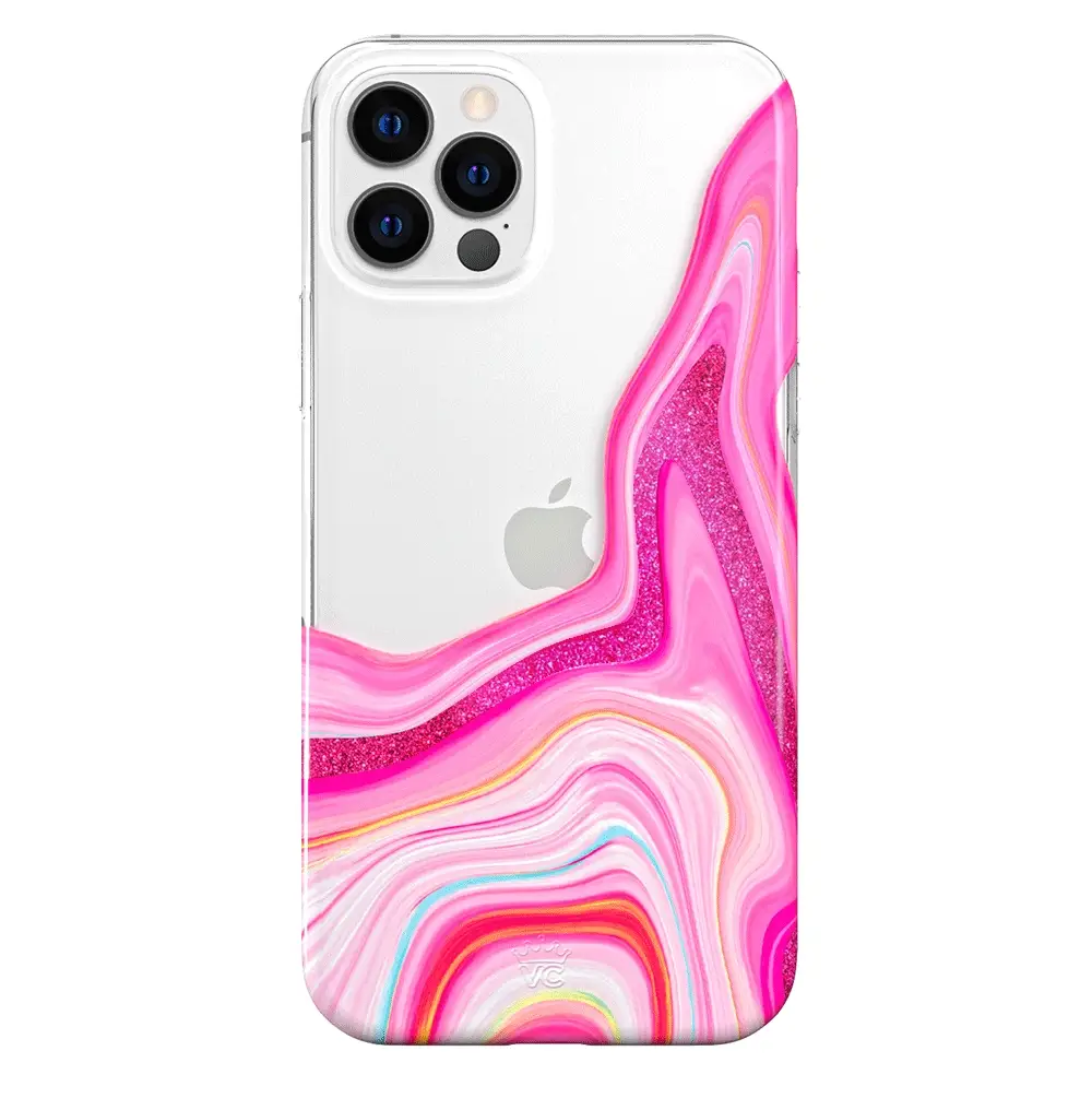 Pink Geode Glitter Clear iPhone Case - Image 49
