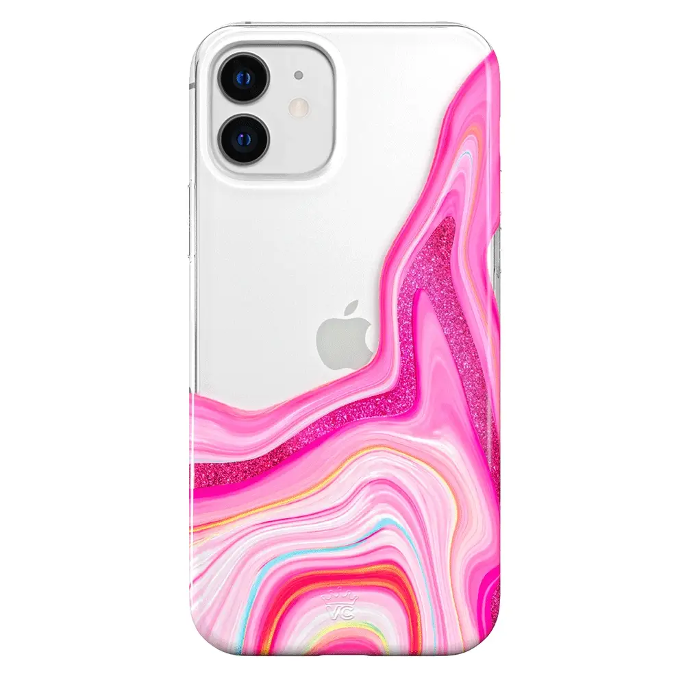 Pink Geode Glitter Clear iPhone Case - Image 53