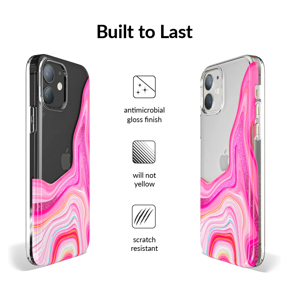 Pink Geode Glitter Clear iPhone Case - Image 56